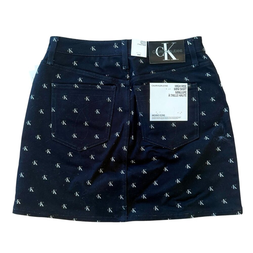NWT Calvin Klein Jeans Archive Icons High-Rise CK Monogram Mini Skirt
